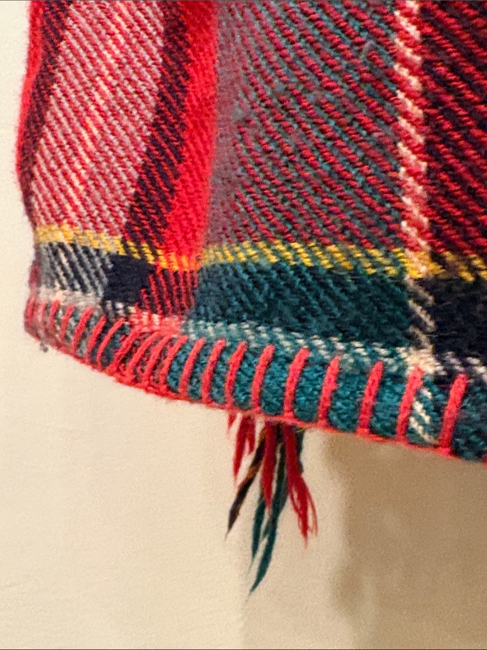 Vintage Ralph Lauren Country 90s Plaid Wool Woven Fringe Wrap Skirt size 6 - Picture 5 of 12
